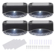 4 st Solar Trapplampa Solcellslampa Utomhus Vattentät Steglampa Utomhusbelysning Vitt ljus 7.7X4.5cm【PL】