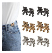 6 Par Björnknappar för Jeansklämmor för att Dra Åt Midjan Byxstorlek Justerbara Knappar för Jeans för att Göra Mindre Söta Björnmidjor