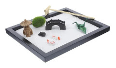 Set Zen Trädgård Kit Skrivbord Gör-det-själv Trädgård Sand Sten Ornament För Meditation【PL】