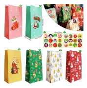 Julklappspåsar med 24 Set Juldekaler Adventskalender Godispåsar - MC2-160