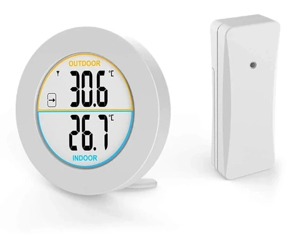 Inomhus- och utomhustermometer, Digital trådlös termometer med FM