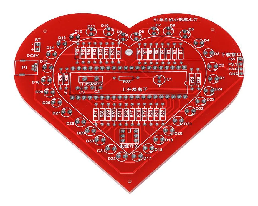 DIY Färgglad MCU Modul Hjärtformad Lampa Ljus Elektronisk Kretskortssats