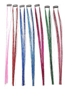 7 st Glitter Hårglitter Slingor Älva Hår Glittrande Flätat Hår Glänsande Glitter Hårförlängningar