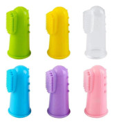 6-pack silikon baby fingertandborste med transparent box set, tandborste av livsmedelskvalitet