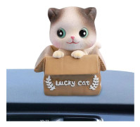 Lyckokatt Instrumentbräda Bilprydnader Bobble Head Katt Leksak, Skakande Huvud Katt Dekor för Bilinteriör, Fordons Instrumentbräda, Hem Skrivbord
