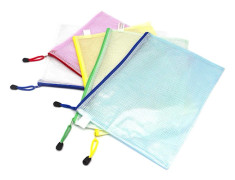 5 Pcs A4 Plastic Zipper Pouches - Extra Thick Mesh Zipper Bags for Documents, Ziplock Bags, A4 Plastic Sleeves, School Supplies