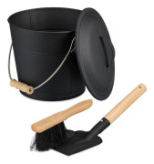 Askhink med lock, spade och borste, 4,5 l