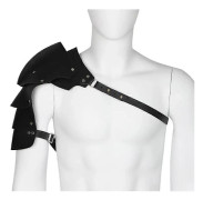 Läder Pauldrons Spaulders Medeltida Axelskydd Viking Kostym Riddare Krigare Cosplay Larp Tillbehör Halloween Rekvisita För Män Black right