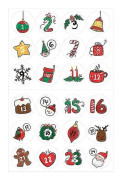 10 st Adventskalender Nummerdekaler 1-24 Julnedräkningsdekaler för DIY-hantverk Tecknade pappersdekaler Etiketter Dekor