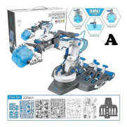 Hydraulisk mekanisk arm kit barn byggmontering leksak lärande vetenskap arm 1 3 mekaniska elektriska robotleksaker pedagogiska Blue