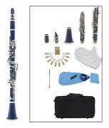 Muslady Clarinet ABS 17 Key bB Flat Soprano Kikarklarinett med rengöringshandskar 10 vass mörkblå färg
