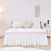 Vit Sängkjol Elastiskt band omlott Sängkjol Hem Hotell Säng Kjol Sängöverdrag utan yta Couvre Belyst Sängskydd Twin 100x200x38cm