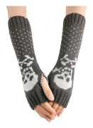 Goth Långa Fingerlösa Ärmhandskar Armvärmare Flickor Svarta Dödskallehandskar Kvinnor Stickade Varma Handskar Punk Stay Up Grey
