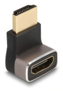 Delock - Hög hastighet - HDMI-adapter med Ethernet - HDMI hane till HDMI hona nedåtvinklad - svart/grå - 8K60 Hz (7680 x 4320) stöd