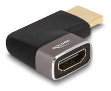 Delock - Hög hastighet - HDMI-adapter med Ethernet - HDMI hane till HDMI hona vänstervinklad - svart/grå - 8K60 Hz (7680 x 4320) stöd