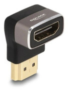 Delock - Hög hastighet - HDMI-adapter med Ethernet - HDMI hane till HDMI hona uppåtvinklad - svart/grå - 8K60 Hz (7680 x 4320) stöd