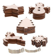 50 st Trä Julgransdekoration DIY Ornament Hängande Gåvor Trähantverk Julgransprydnad