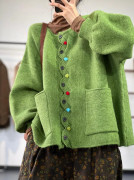 Vinter Plus Size Höst Dam Solid Buttons Tröjor Jacka Stickning Mode Oversize Casual Style Lös Cardigan Sweater One Size