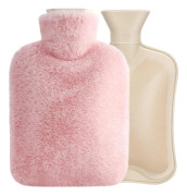 Värmeflaska 2Liter med Mjukt Överdrag - Varm- och Kallkompress, Perfekt Vinterpresent