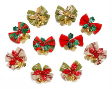10 st Julrosetter med klockor Jul Mini Rosett Hantverk Ornament Dekor