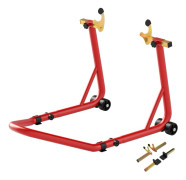 Motorcykelstativ set fram/bak, upp till 544 kg, bakhjulslyft, stål, röd