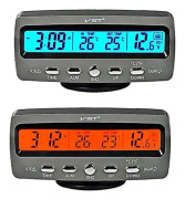 4 i 1 Bil Auto LCD Spänning Temperatur Detektor Digital Display Termometer Kontroll Alarm Klocka