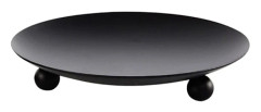 Candlestick Decorative Round Candle Tray 1-piece Set for LED and Wax Candles, Suitable for Home, Wedding, Party (Black)
