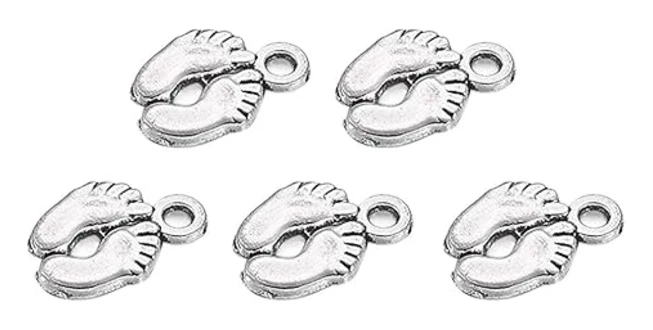 40 Tibetanska Antik Silverlegering Fotspår Hänge Halsband