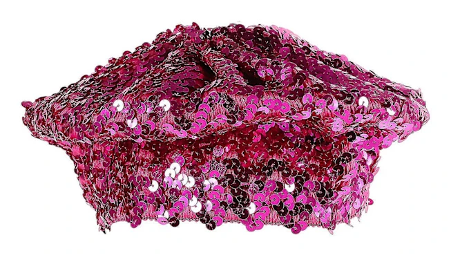 Modeberetter för damer med glittrande paljetter, mössa, kostymtillbehör för dansuppträdanden (Rosé)