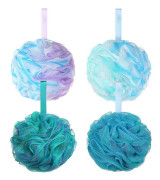 Duschpuff Loofah 75g/st Extra Stora Duschpuffar Duschsvamp Dusch Scrunchie Kroppspuff Dusch, Set med 4, Blomfärg
