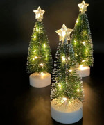 3 st bordsjulgranar med lampor Mini konstgjord julgran med LED-slingor Juldekoration