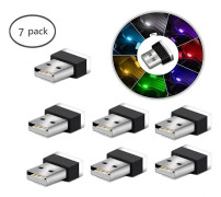 USB LED Car Interior Atmosphere Lights, 7-Pack Plug-in 5V Universal Mini LED USB Lights for Car Interior Trunk.