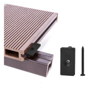Komposit trall clips - Förpackning med 100, 6mm dolda clips, plastfästen för brädor med svarta skruvar, T-formade clips för komposit trall