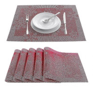 8 st Julbordsunderlägg med Snöflingemönster, PVC Julbordsmattor (45x30 cm) Guld