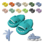 Shark Cloud Tofflor, Söta Hajtofflor för Kvinnor och Män, Sommarsandaler för Pojkar och Flickor, Spa Plattforms Skor, Halkfria Strandtofflor, Isgrön 36-37
