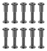 10-pack M6 X 35 mm fästbultar med matchande muttrar, hylsmutter med sexkantshål, runt huvud i svart kolstål, lämplig för läderväska elle...