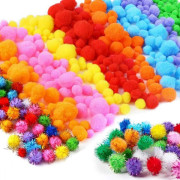 500 pom-poms för pyssel i 8 färger för gör-det-själv-projekt