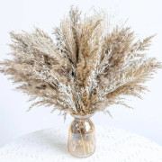 Torkade Blommor Arrangemang Set - 40 Stjälkar/Box, Pampasgräs, Harsvansar, Vassgräs för Boho Heminredning