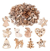 500 st Jul Träprydnader Julgran Hängande Dekoration Skivor Scrapbooking DIY Hantverk