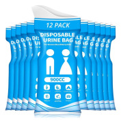 Engångsurinpåsar för Resor – Portabla Urinpåsar 30,4 fl oz för Kvinnor & Män, 12/24-Pack Akutpåsar för Kiss/Spya, Perfekt för Bil, Camping, Graviditet