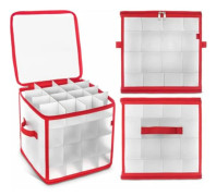 Christmas Bauble Storage Box - Holds up to 64 Baubles, Foldable Storage Holder with Handles and Zipper