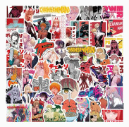 Anime Chainsaw Man Klistermärke 50 st för vattenflaskor laptop skateboard anteckningsbok present för vuxna barn tonåringar