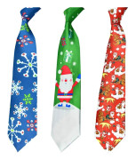 3-pack Julhalsduk för Vuxna Män, Roliga Slipsar Tomte Snöflinga Halsduk för Män, One Size