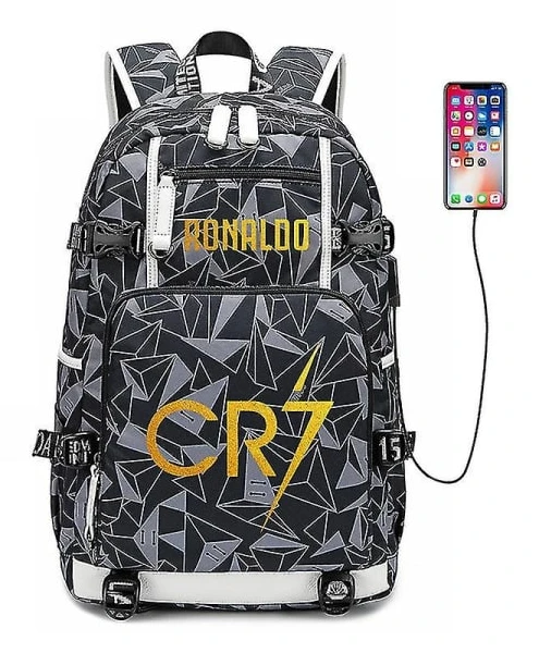 Cristiano Ronaldo Ryggsäck Cr7 Fotboll Ryggsäck Grå