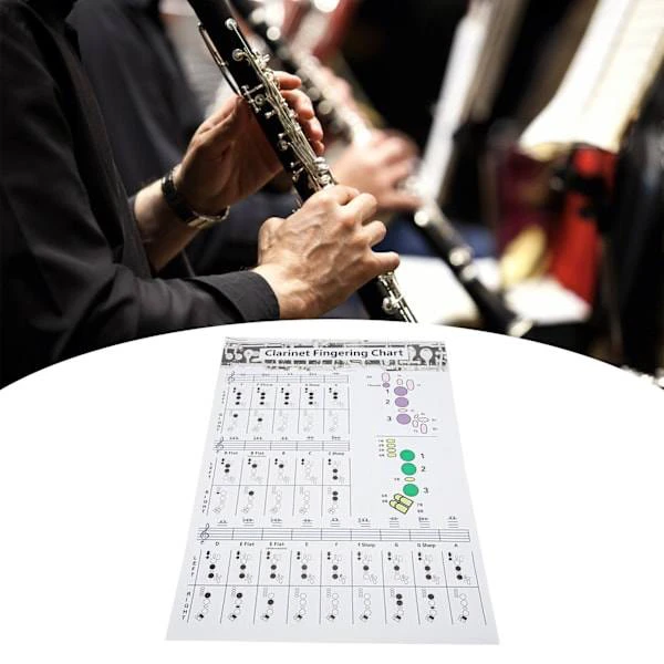 Klarinett grepptabell Klarinett ackord affisch träningsdiagram Musikinstrument tillbehör för nybörjare L 56cm