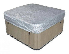 10 Storlekar Fyrkantigt Spabadskydd med Vattentätt Solskydd UV-beständigt, Utomhus Varmbad Spa Badpoolskydd, 190t 200*200*85cm sliver