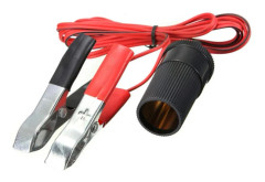 15 tum 12V Batteriklämma för Bil Cigarettändaruttag Adapter, Splitter Förlängningssladd med Kontakt och Batteriklämmor