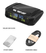 [CA] TPMS Look Solar Digital Bilklocka med LCD Tid Datum Temperaturvisning för Utomhus Personlig Bildekoration
