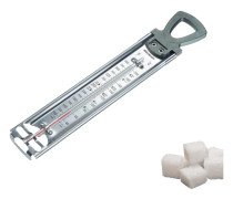Sockerkokstermometer, 1 st - Hjälpreda för sylt och frukt - Rostfri stålram med justerbar klämma, robust glasrör - Rostfritt stål silverfärg