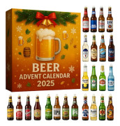 Öl Adventskalender 2025 – 24 Dagar Julkalende med 2D Ölflaska modell, Perfekt Julklapp för Whiskeyälskare